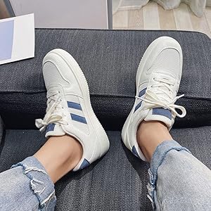 Stylish Walking Partywear Sneakers Casual Shoes Sneakers For Women  (White, Blue , 4)